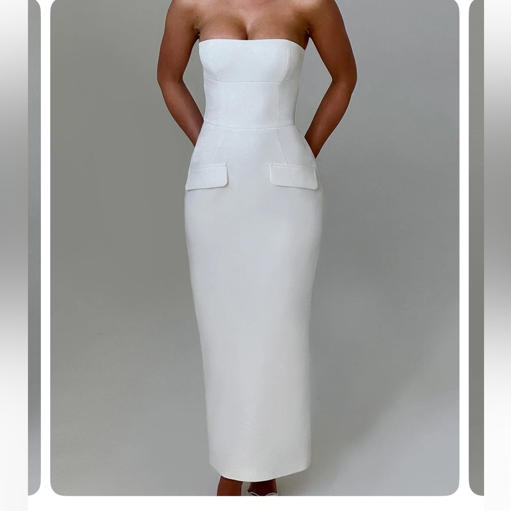 Babyboo Elegant White Strapless Dress